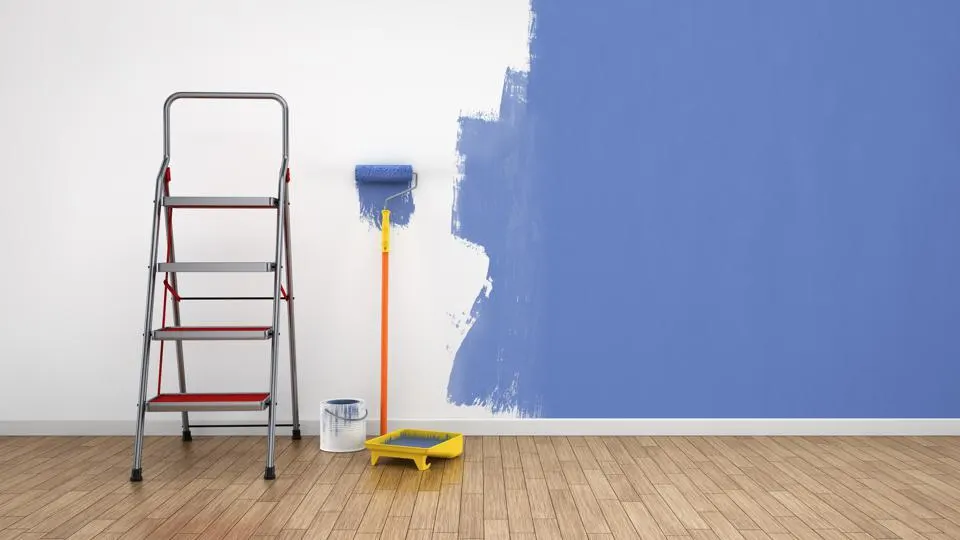 Interior painting wall roller renovation